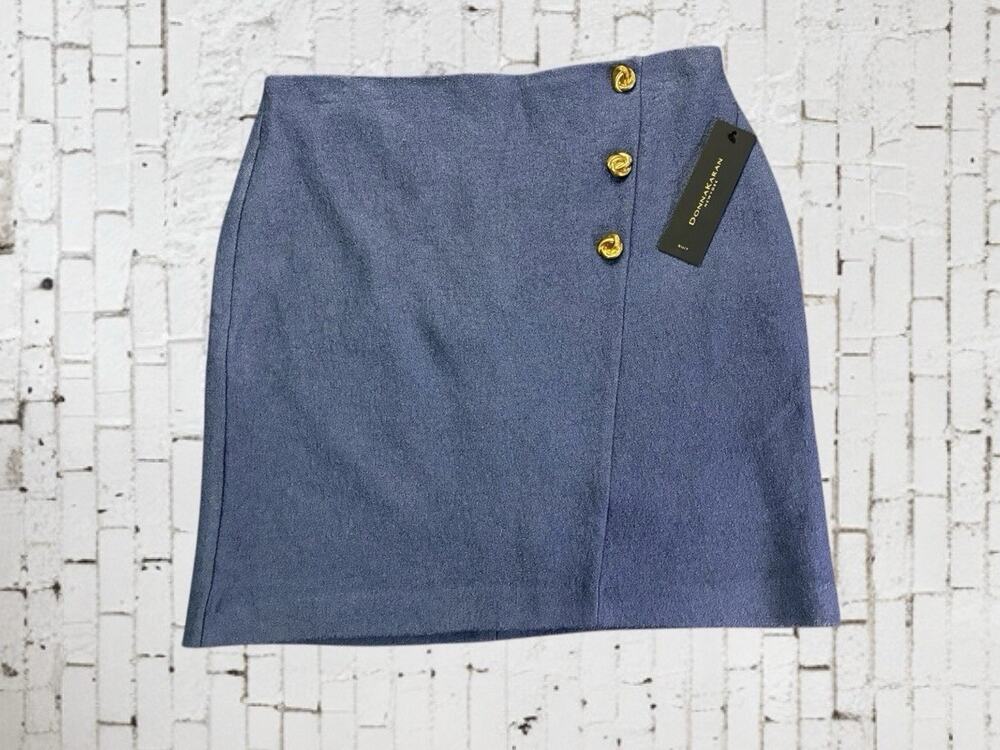 NWT Donna Karan Blue Suit Skirt with Gold Button Details Size 10